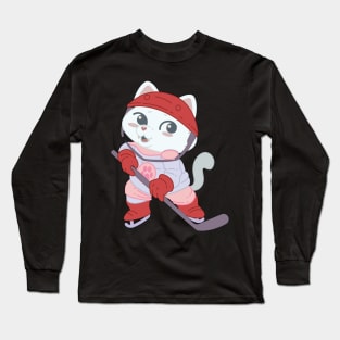 Hokey Cute Cat Player - Girl Kids gift graphic Long Sleeve T-Shirt
